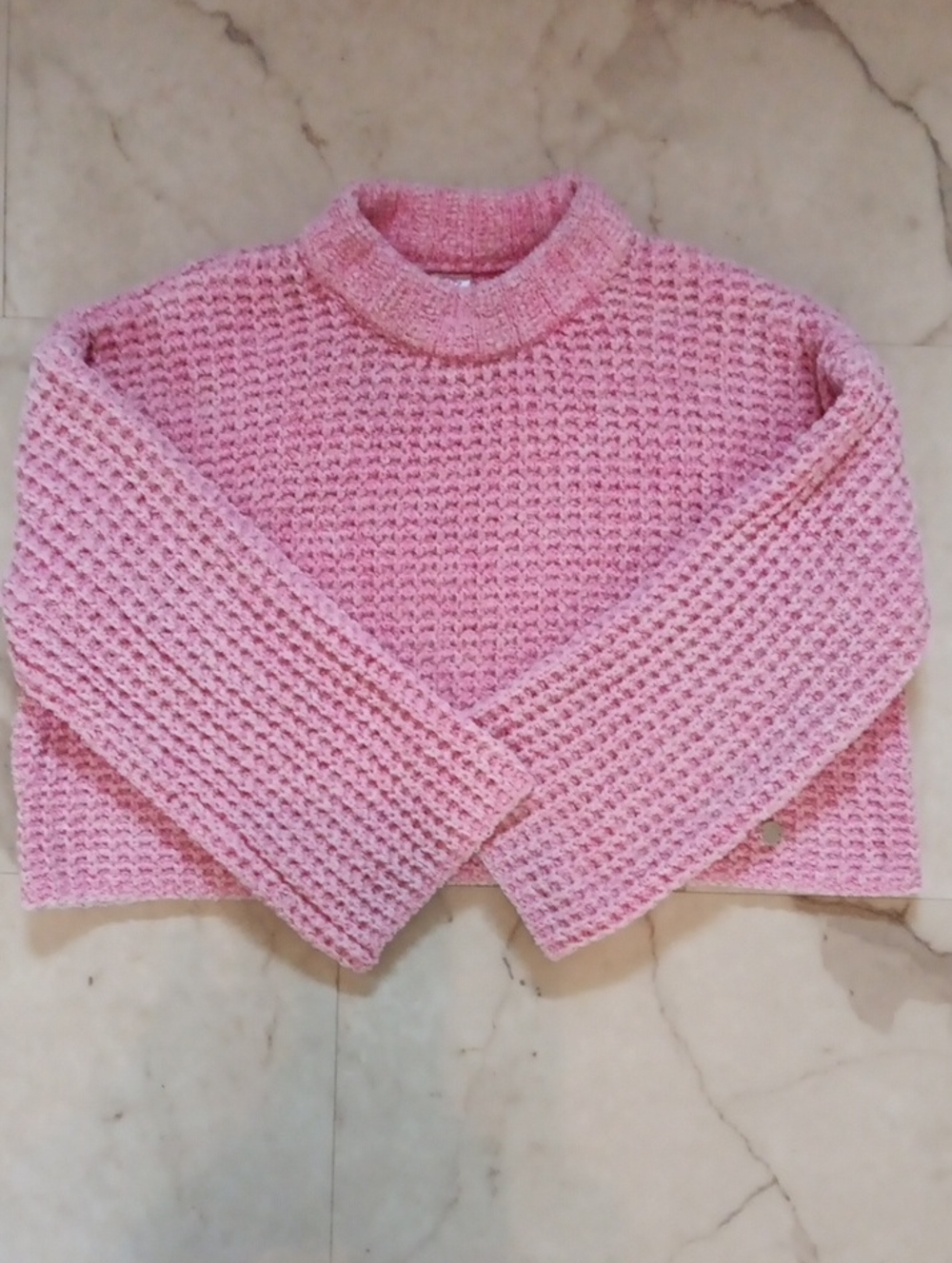 Justice Pink Chunky Knit Cowl-Neck Sweater